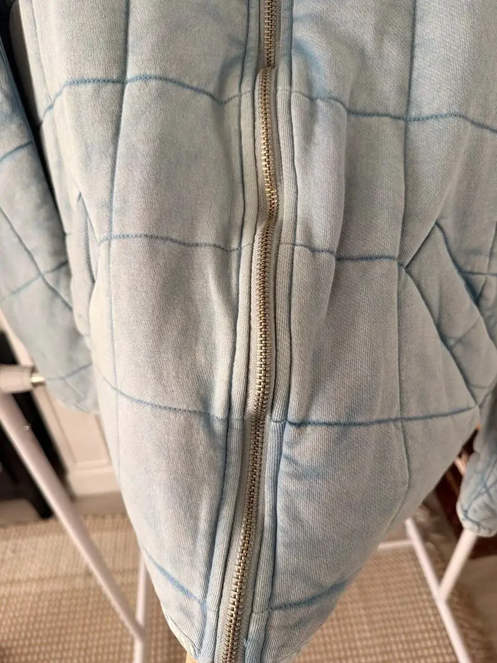 Free People Dolman Quilted Denim Oversized Jacket in Moonberry Blue Size S